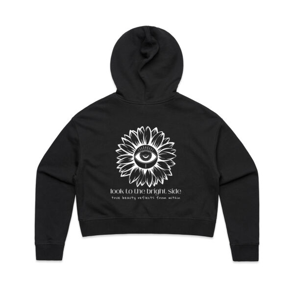 Look to the bright side - Women's Crop Hoodie - White Logo Thumbnail
